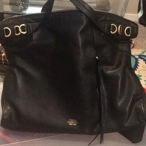 All black leather VC messenger crossbody bag!💜